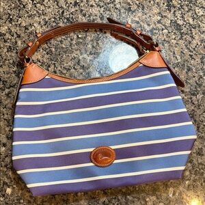 Dooney & Bourke Blue and Cream Striped Shoulder Bag
